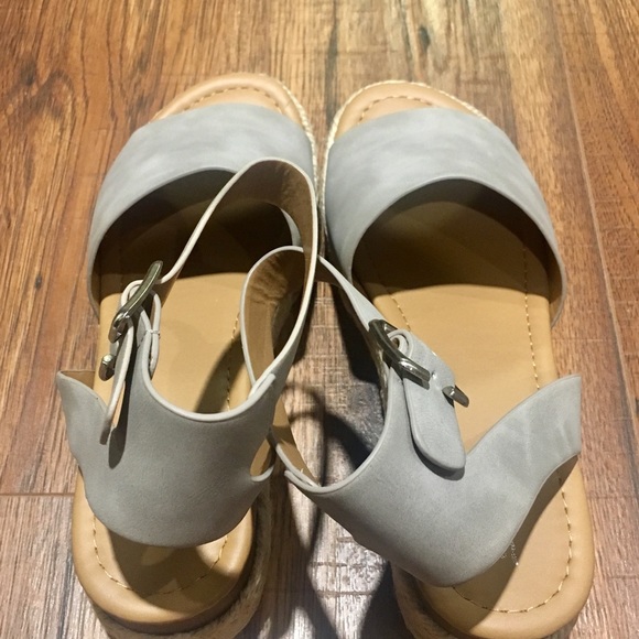 Gray Suede Espadrille Wedge Sandals - Picture 3 of 3